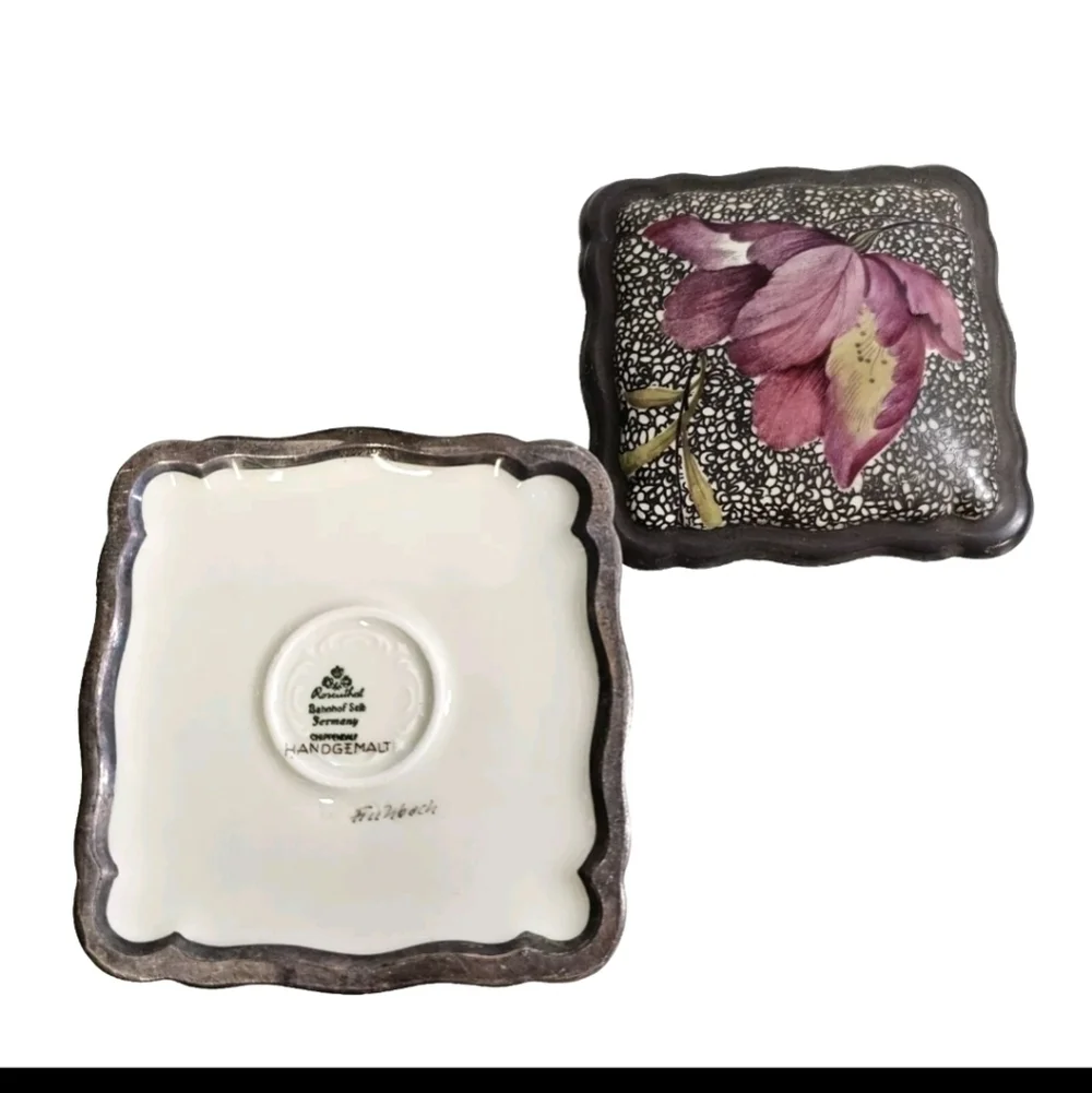 Rosenthal Bahnhof Selb Germany Handgemalt Porcelain Floral Jewelry Trinket Box